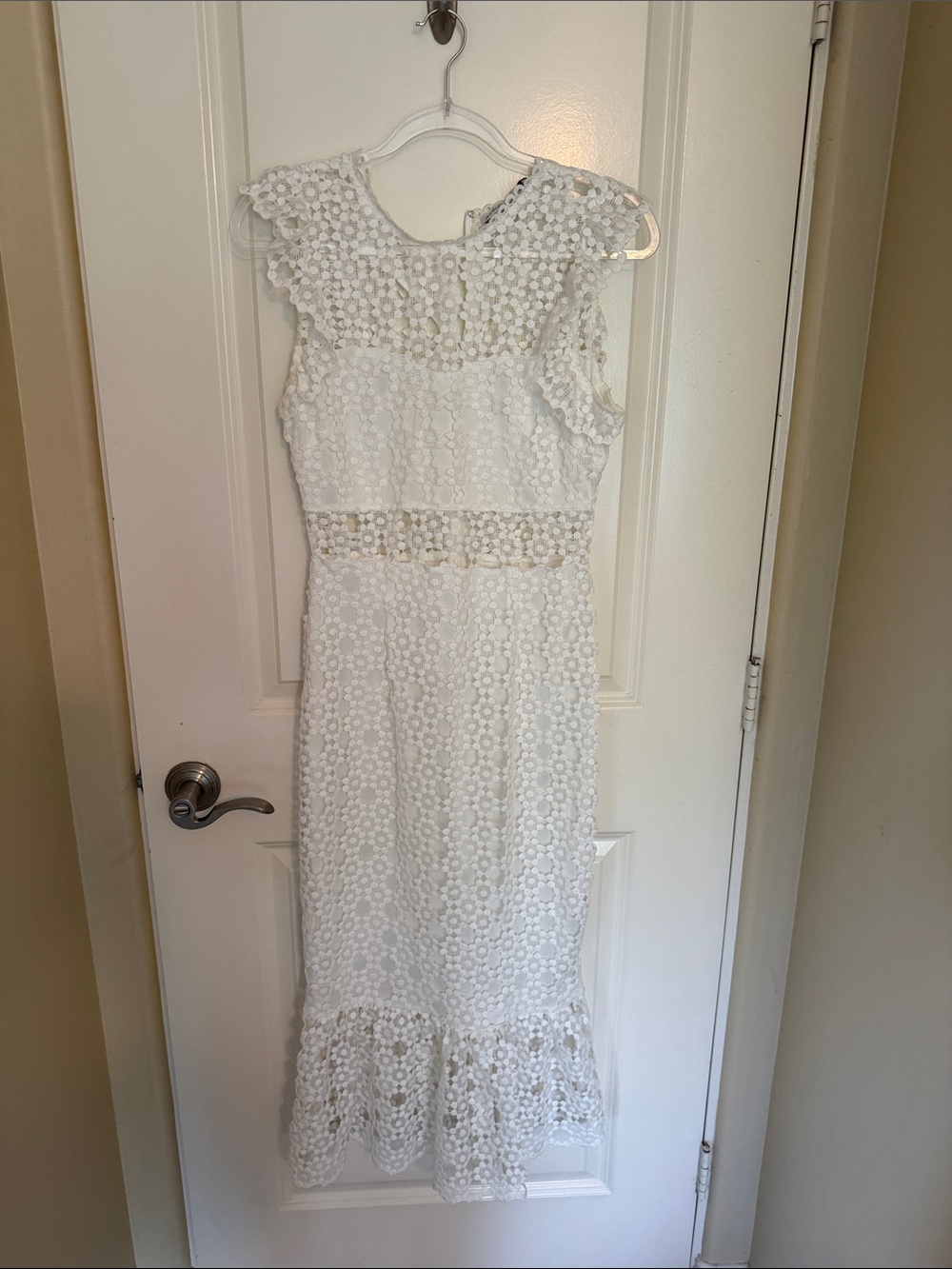 Petal & Pup White Lace Midi Dress with Crochet Trim